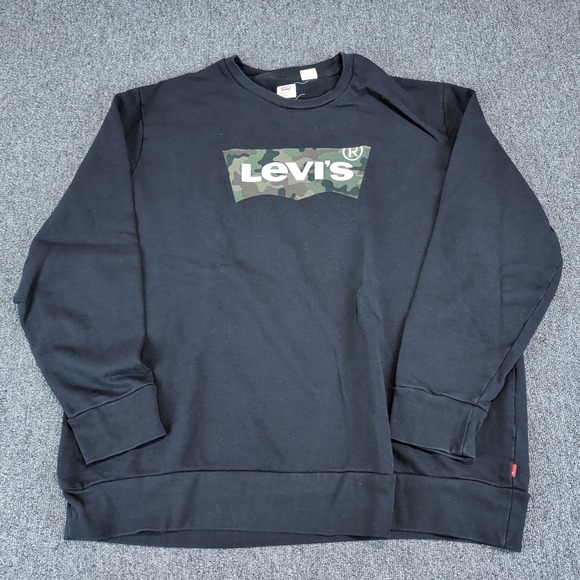 Levi's Streetwear Camo Batwing Logo Sweatshirt Mens XL Black Pullover Crewneck — photo 2
